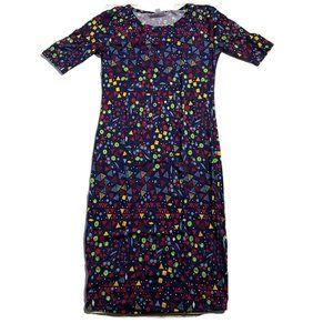 Lularoe Dress Women's Size XXS Short Sleeves Stretch Geometric Pattern